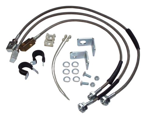 RT Off-Road Brake Hose Kits RT31015 Hoses, Braided Stainless Steel, Jeep, Set of 3