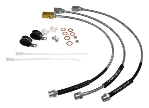 RT Off-Road Brake Hose Kits RT31016 Hoses, Braided Stainless Steel, Jeep, Set of 3