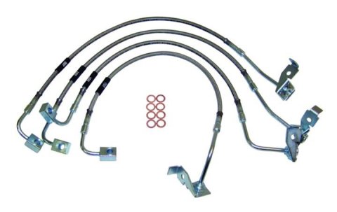 RT Off-Road Brake Hose Kits RT31029 Hoses, Braided Stainless Steel, Jeep, Set of 4
