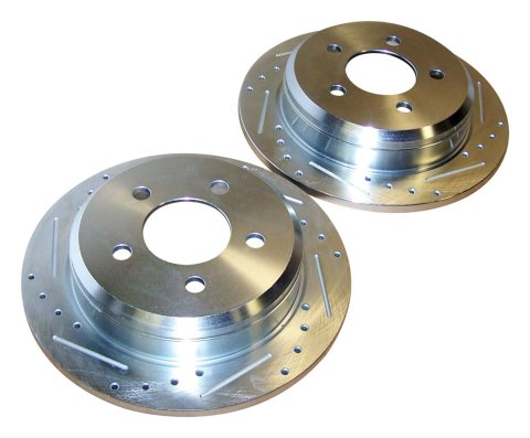 RT Off-Road Drilled and Slotted Rotor Sets RT31030 Brake Rotors, Rear, Cross-drilled Surface, Iron, Natural, 12.000 in. O.D., Jeep, Pair