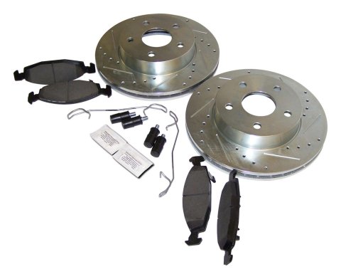 RT Off-Road Performance Brake Kits RT31035 Rotors and Pads, Front, Cross-drilled and Slotted Surface, Semi-metallic Pads, Jeep, Kit