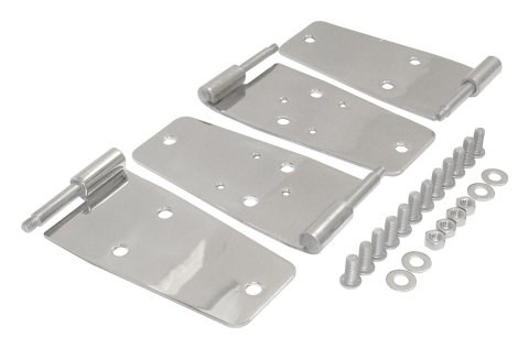 RT Off-Road Door Hinges RT34008 Hinges, Side Only, Stainless Steel, Polished, Jeep, Set of 4