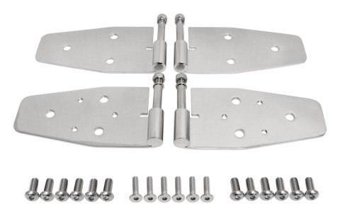RT Off-Road Door Hinges for 1987-2006 WRANGLER - RT34009 Hinges, Side Only, Stainless Steel, Polished, Jeep, Set of 4