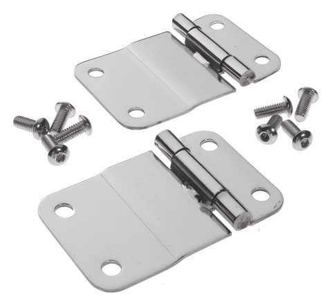 RT Off-Road Tailgate Hinges for 1976-1983 CJ5, 1976-1986 CJ7, 1981-1985 SCRAMBLER - RT34035 Hinges, Stainless Steel, Polished, Jeep, Pair
