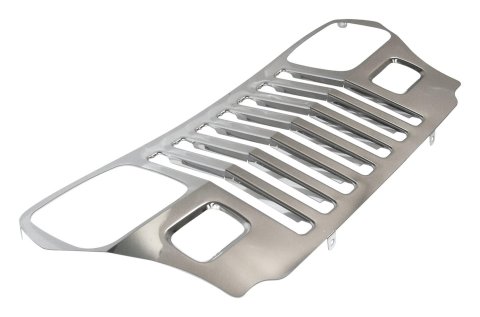 RT Off-Road Grille Overlays for 1987-1995 WRANGLER - RT34044 Overlay, Main Position, Stainless Steel, Natural, Jeep, Each