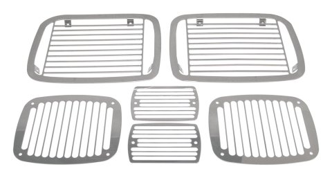 RT Off-Road Stone Guard Sets for 1987-1995 WRANGLER - RT34048 Light Guards, Billet Style, Stainless Steel, Natural, Jeep, Set of 6