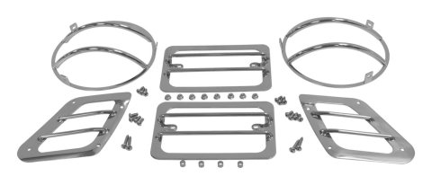 RT Off-Road Stone Guard Sets for 1997-2006 WRANGLER - RT34054 Light Guards, Euro Style, Stainless Steel, Natural, Jeep, Set of 6