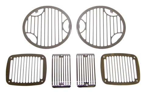 RT Off-Road Stone Guard Sets for 1997-2006 WRANGLER - RT34063 Light Guards, Billet Style, Stainless Steel, Natural, Jeep, Set of 6