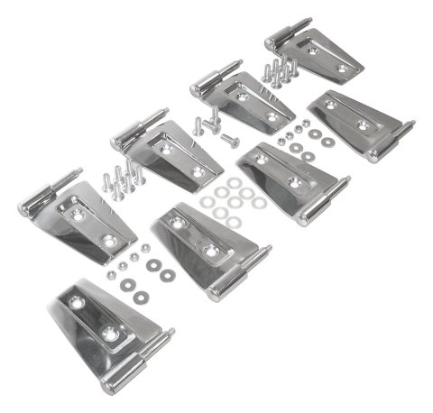 RT Off-Road Door Hinges for 2007-2017 WRANGLER, 2018 WRANGLER JK - RT34079 Hinges, Side Only, Stainless Steel, Polished, Jeep, Set of 8