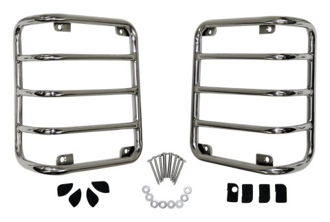RT Off-Road Tail Lamp Guards RT34080 Guards, Stainless Steel, Polished, Jeep, Pair