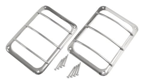 RT Off-Road Tail Lamp Guards RT34081 Guards, Stainless Steel, Polished, Jeep, Pair