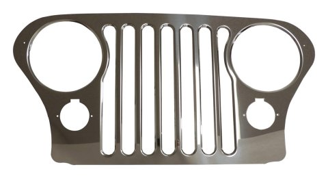 RT Off-Road Grille Overlays for 1976-1986 CJ7 - RT34086 Overlay, Slotted Style, Stainless Steel, Polished, Jeep, Each