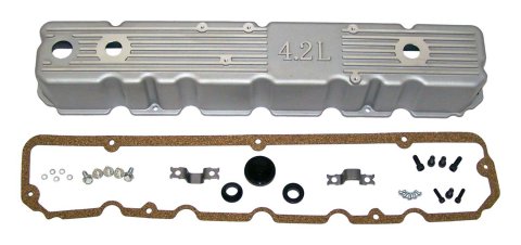 RT Off-Road Valve Covers RT35004 Cover, Perimeter Bolt Mounting, Stock Height, Cast Aluminum, Natural, 4.2L Top Style, Jeep, 4.2L, Each