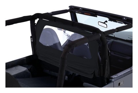 RT Off-Road Windbreakers for 1981-1985 SCRAMBLER, 2007-2017 WRANGLER, 2018 WRANGLER JK - WB20035 Soft Top, Wind Breaker, Partial Top Type, Fabric, Black Diamond, Clear Windows, Jeep, Each