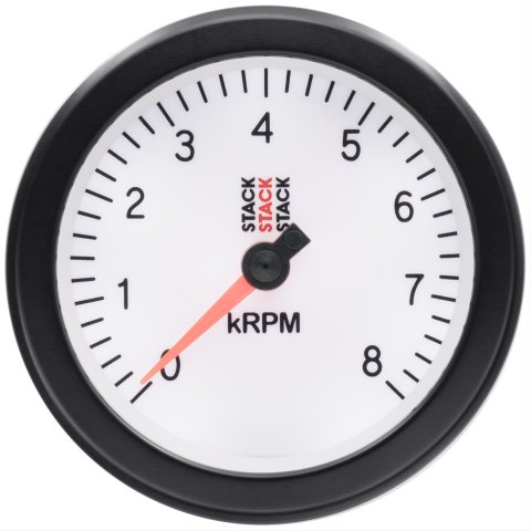 Stack Gauges ST100-08W TACHOMETER, SPORT, 88MM, WHITE, 0-8K RPM