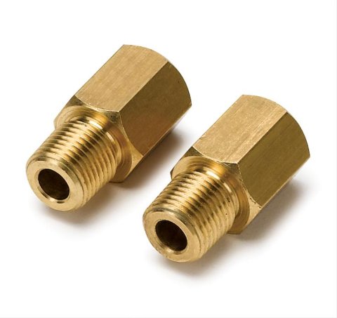 Stack Adapter Fittings ST154012 Fitting, Gauge Adapter, Straight, Brass, Natural, M6 x 1.0 Female Threads, M10 x 1.0 Male Threads, Each