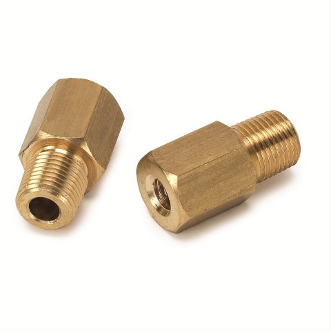 Stack Adapter Fittings ST154013 Fitting, Gauge Adapter, Straight, Brass, Natural, M6 x 1.0 Female Threads, 1/8 in. NPT Male Threads, Each