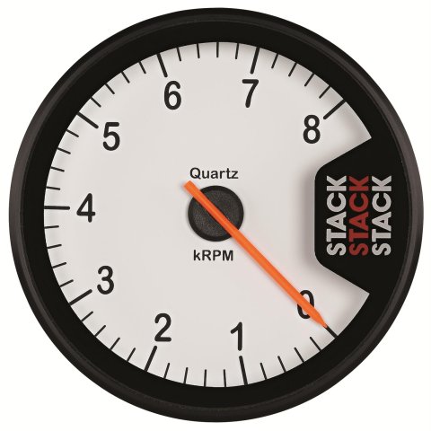 Stack Clubman Tachometers ST200-0313W Tachometer, Clubman, 0-13,000 rpm, 270 degree Sweep, 3 1/8 in. Diameter, White Gauge Face, Memory Recall, Kit