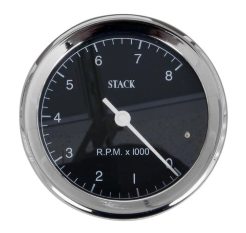 Stack Clubman Classic Tachometers ST200C-08 Tachometer, Clubman, 0-8,000 RPM, 3 1/8 in. Diameter, Black Face, Analog, Electrical, Each