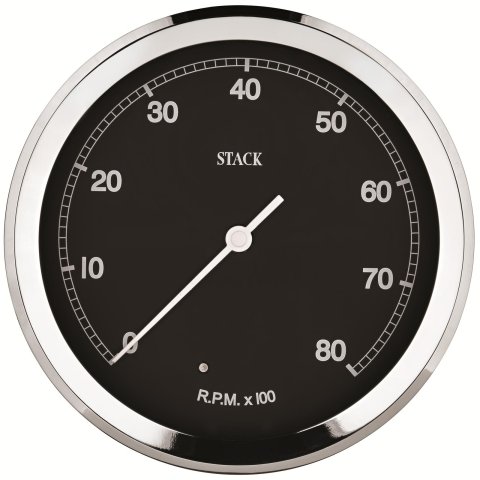 Stack Clubman Classic Tachometers ST230C-08 Tachometer, Clubman, 0-8,000 RPM, 5 in. Diameter, Black Face, Analog, Electrical, Each