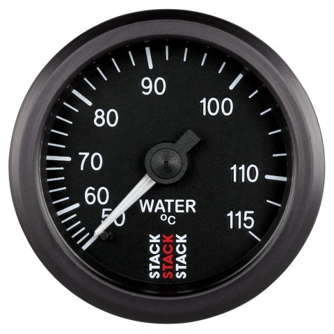 Stack Mechanical Gauges ST3107 Water Temperature Gauge, Mechanical, 50-115 degrees C, 2 1/16 in. Diameter, Black Gauge Face, Sending Unit