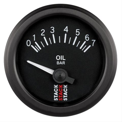 Stack Electrical Gauges ST3201 Gauge, Oil Pressure, 0-7 Bar, 2 1/16 in. Diameter, Black Face, Analog, Electrical, Each
