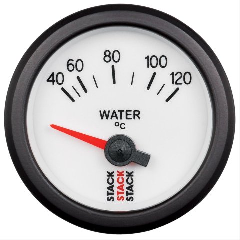 Stack Electrical Gauges ST3257 Water Temperature Gauge, Electrical, 40-120 degrees C, 2 1/16 in. Diameter, White Gauge Face, Sending Unit