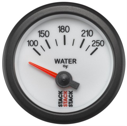 Stack Professional Stepper Motor Analog Gauges ST3258 Gauge, Stepper, Water Temperature, 100-250 Degrees F, 2 1/16 in., Analog, White Face, Electrical