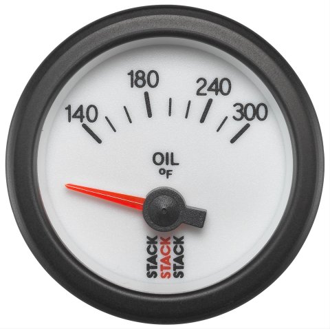 Stack Professional Stepper Motor Analog Gauges ST3260 Gauge, Stepper, Oil Temperature, 140-300 Degrees F, 2 1/16 in., Analog, White Face, Electrical