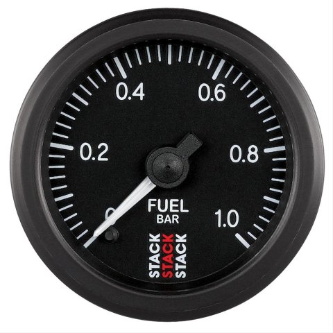 Stack Professional Stepper Motor Analog Gauges ST3303 Fuel Pressure Gauge, Pro Motor, Analog, Electrical, 0-1 Bar, 2 1/16 in. Diameter, Black Face, Each
