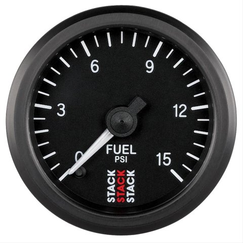 Stack Professional Stepper Motor Analog Gauges ST3304 Gauge, Pro Motor, Fuel Pressure, 0-15 psi., 2 1/16 in. Diameter, Black Face, Analog, Electrical, Each