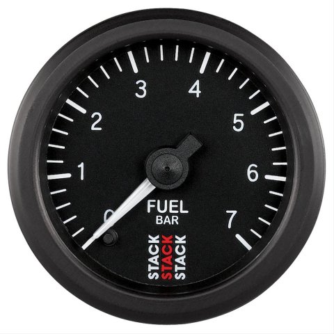 Stack Professional Stepper Motor Analog Gauges ST3305 Fuel Pressure Gauge, Pro Motor, Analog, Electrical, 0-7 Bar, 2 1/16 in. Diameter, Black Face, Each