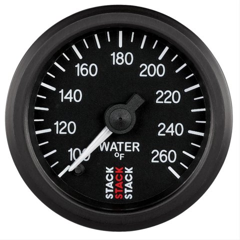 Stack Professional Stepper Motor Analog Gauges ST3308 Gauge, Pro Motor, Water Temperature, 120-260 Degrees F, 2 1/16 in, Black Face, Analog, Electrical