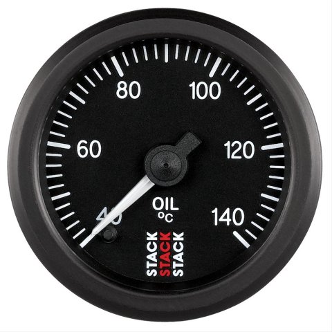 Stack Professional Stepper Motor Analog Gauges ST3309 Gauge, Pro Motor, Oil Temperature, 40-120 Degrees C, 2 1/16 in, Black Face, Analog, Electrical, Each