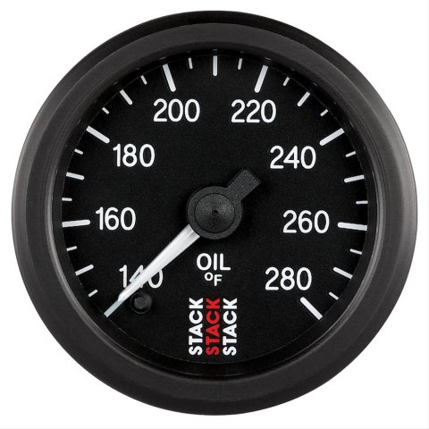 Stack Professional Stepper Motor Analog Gauges ST3310 Gauge, Pro Motor, Oil Temperature, 140-280 Degrees F, 2 1/16 in, Black Face, Analog, Electrical, Each