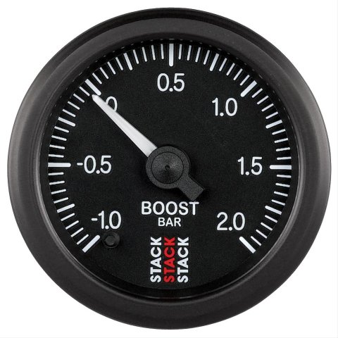 Stack Professional Stepper Motor Analog Gauges ST3311 Gauge, Pro Motor, Boost Pressure, -1 to 2 Bar, 2 1/16 in, Black Face, Analog, Electrical, Each