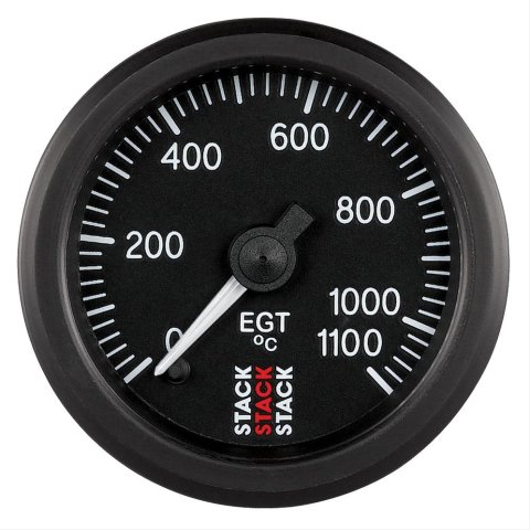 Stack Professional Stepper Motor Analog Gauges ST3313 Gauge, Pro Motor, EGT/Pyrometer, 0-1,100 Degrees F, 2 1/16 in, Black Face, Analog, Electrical, Each
