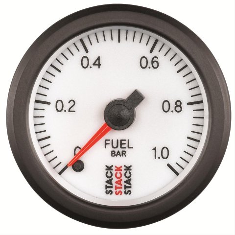 Stack Professional Stepper Motor Analog Gauges ST3353 Fuel Pressure Gauge, Pro Motor, Analog, Electrical, 0-1 Bar, 2 1/16 in. Diameter, White Face, Each