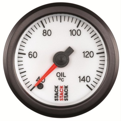 Stack Professional Stepper Motor Analog Gauges ST3359 Oil Temperature Gauge, Pro Motor, Analog, Electrical, 40-140 Degrees C, 2 1/16 in Diameter, White Face
