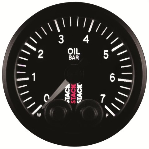 Stack Pro-Control Stepper Motor Analog Gauges ST3501 Gauge, Pro Motor, Oil Pressure, 0-7 Bar, 2 1/16 in., Black Face, Analog, Electrical, Each