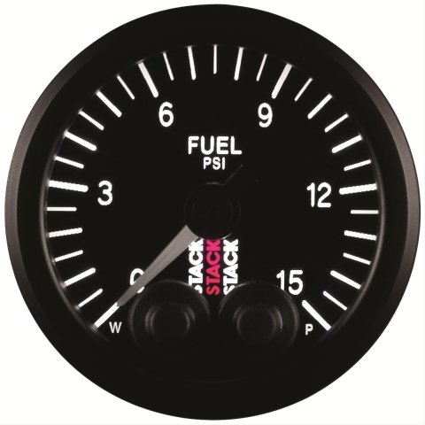 Stack Pro-Control Stepper Motor Analog Gauges ST3504 Gauge, Pro Control, Oil Pressure, 0-15 psi., 2 1/16 in., Black Face, Analog, Electrical, Each