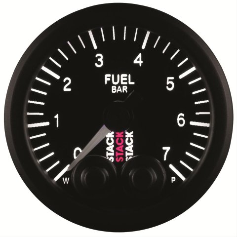 Stack Pro-Control Stepper Motor Analog Gauges ST3505 Fuel Pressure Gauge, Stepper, Analog, Electrical, 0-7 Bar, Multicolor Programmable, Black Face