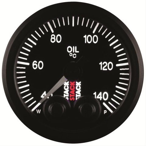 Stack Pro-Control Stepper Motor Analog Gauges ST3509 Gauge, Pro Control, Oil Temperature, 40-140 Degrees C, 2 1/16 in., Black Face, Analog, Electrical, Each