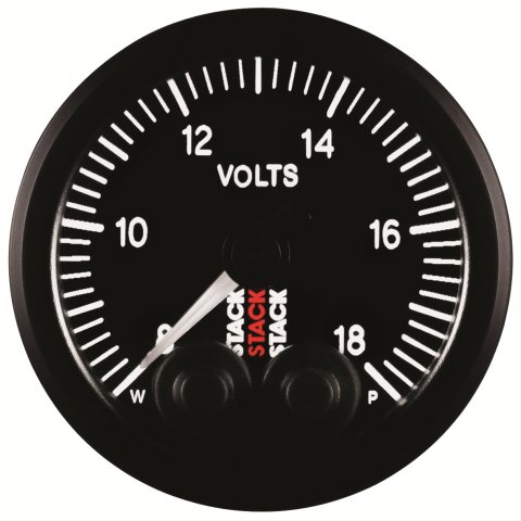 Stack Pro-Control Stepper Motor Analog Gauges ST3516 Gauge, Pro Control, Voltage, 8-18 V, 2 1/16 in., Black Face, Analog, Electrical, Each