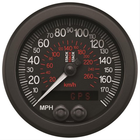 Stack Gauges ST3803 SPEEDOMETER, GPS, 88MM, BLK, 0-180 MPH / 290 KM/H