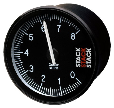 Stack Action Replay Tachometers ST400-04105 Tachometer, Replay, Analog, 0-10,500 rpm, 3 1/2 in. Black Bezel, Black Gauge Face, Memory Recall, Kit