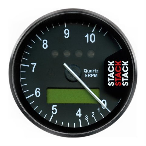Stack ST700 Dash Display Systems ST700SR-J Gauge Kit, System, Analog, Black Face, White Numbers, White Pointer, Black Bezel, Tachometer, 0-4,000 rpm-10,000 rpm, Each