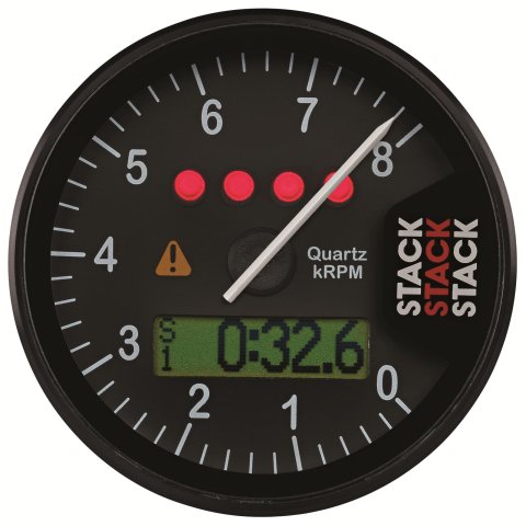 Stack ST700 Dash Display Systems ST700SR-S Gauge Kit, System, Analog, Black Face, White Numbers, White Pointer, Black Bezel, 0-6,000 rpm-15,000 rpm, Each