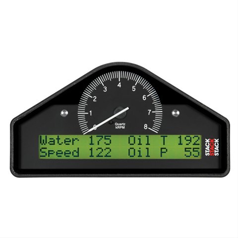 Stack Gauges Gauge Kits and Instrument Clusters ST8100AR-A-E ACTION REPLAY DASH, BLK, 0-8K RPM (BAR, DEG. C, KM/H)