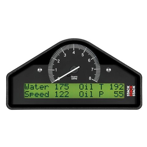 Stack Gauges Gauge Kits and Instrument Clusters ST8100AR-G-E ACTION REPLAY DASH, BLK, 0-4-10K RPM INVERT (BAR, DEG. C, KM/H)